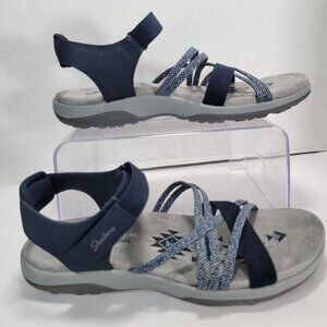 Skechers Womens 9 Navy Strappy‎ Sandals Open Toe Comfortable Casual Summer